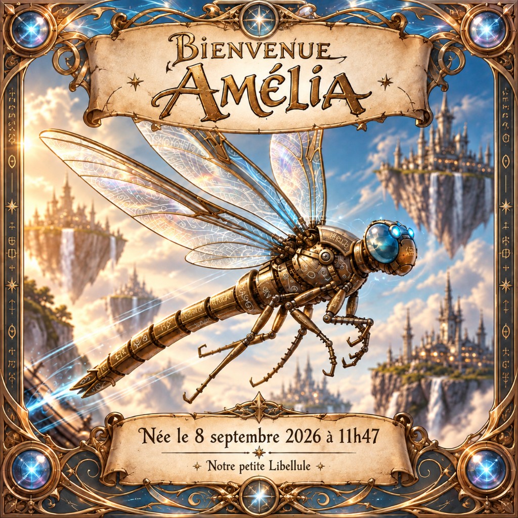 Bienvenue Amélia — née le 8 septembre 2026 à 11h47, notre petite libellule